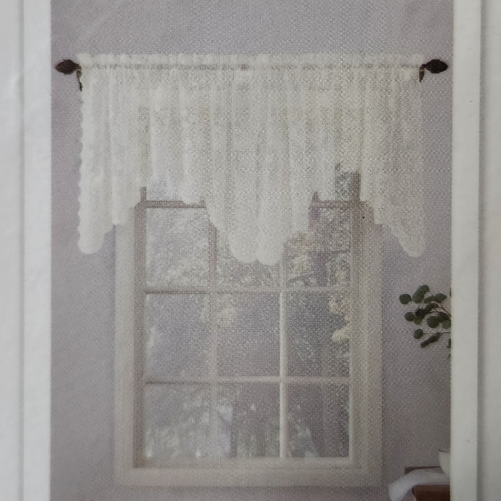 No 918 Rod Pocket Valance Ivory Lace 58"W x 32" L Alison NEW